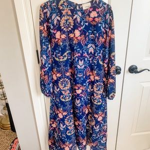 I. Madeline floral long sleeved maxi dress size L
